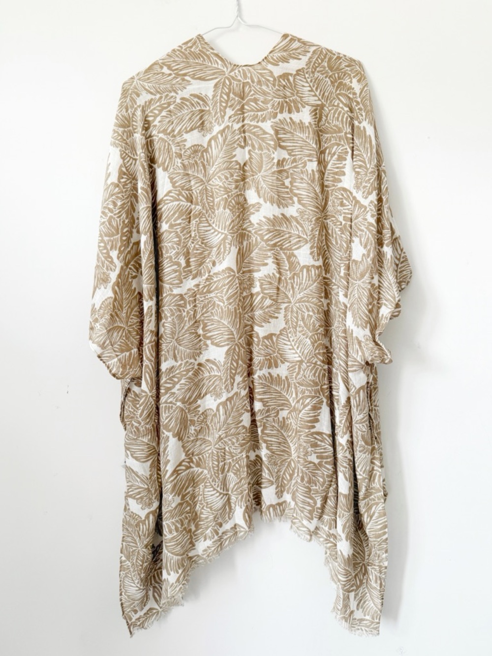 NWT Gentle Fawn Tan Botanical Tropical Light Open Kimono Cardigan ONE SIZE Boho - Picture 2 of 5